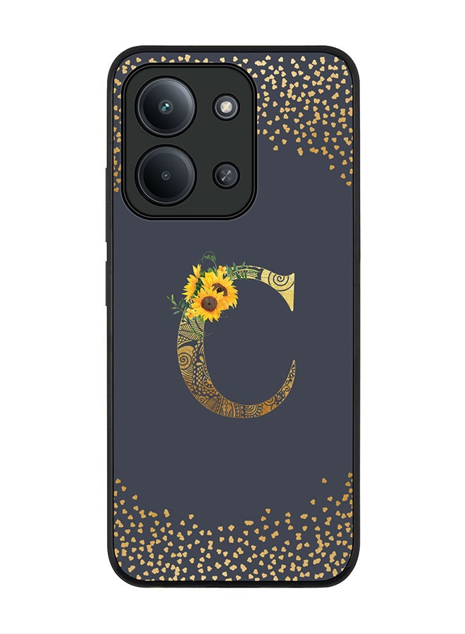 Stylizedd For Xiaomi Redmi 15C 4G Case,Slim fit Camera Protection, Shockproof Thin Phone cover  - Custom Floral Monogram - C  (Grey )
